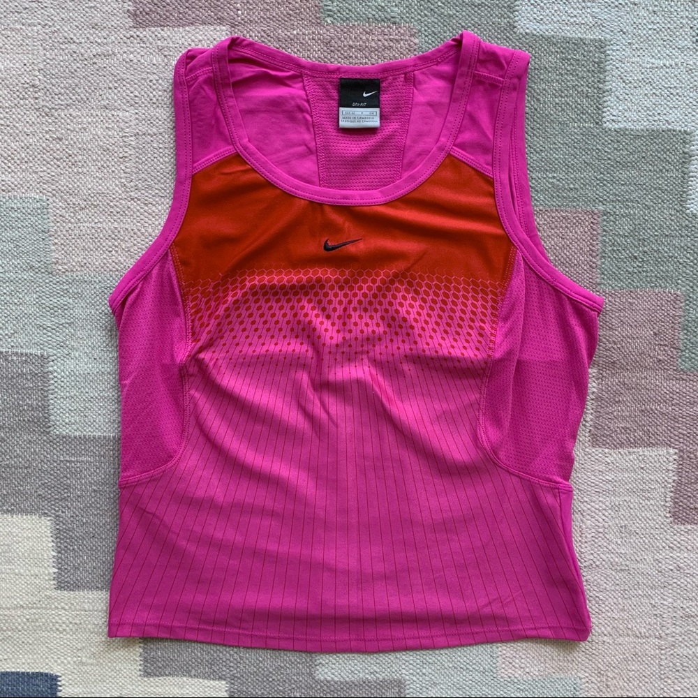 Nike Dri-Fit Pink & Red Stretch Tank Top Small